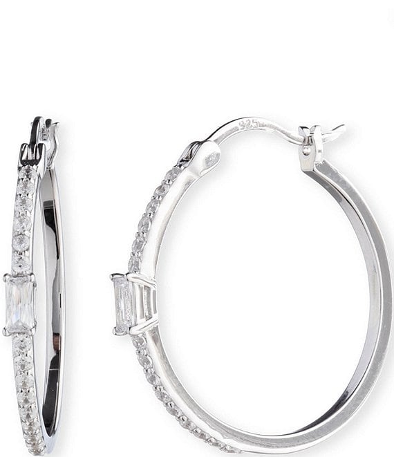 Silver Cubic Zirconia Hoop Earrings shops