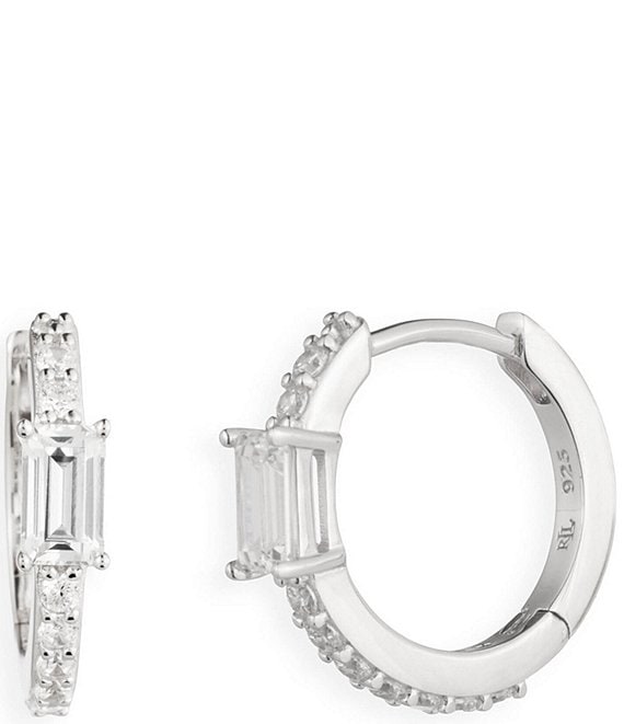 Lauren Ralph Lauren Sterling Silver Rhinestone Hoop Earrings