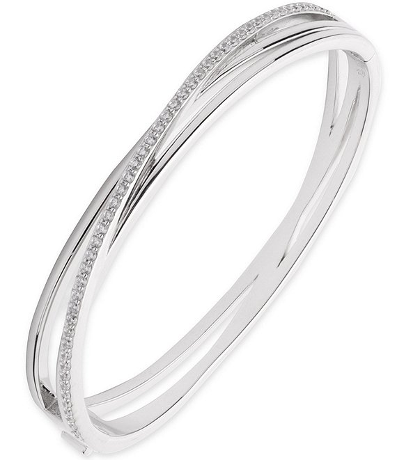 Lauren Ralph Lauren Sterling Silver Pave Criss Cross Bangle