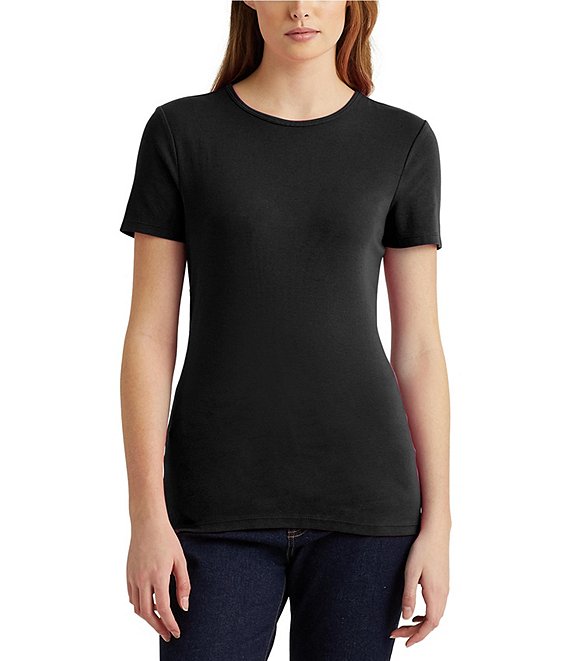 Lauren Ralph Lauren Short Sleeves Stretch Cotton T-Shirt | Dillard's