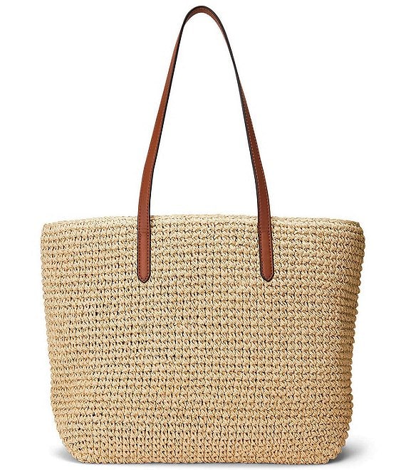 Lauren Ralph Lauren Whitney Medium Straw Tote Bag | Dillard's