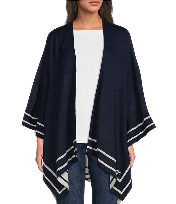 Lauren Ralph Lauren Wool Border Ruana