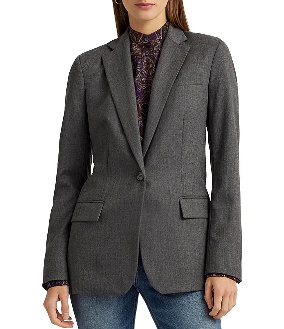 Etched Plaid Single-Breasted Blazer