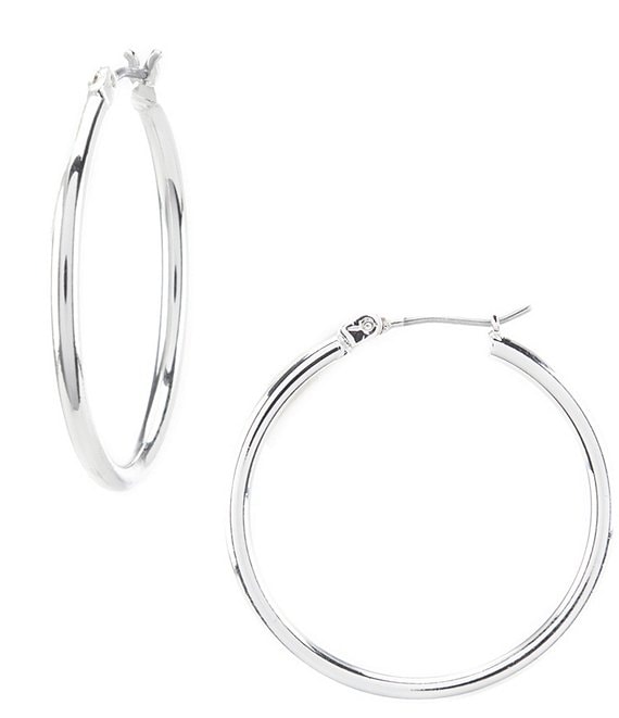 Lauren Ralph Lauren Silver Thin Hoop Earrings