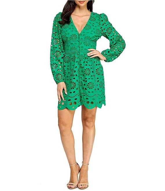 Eyelet Knit Flare Dress