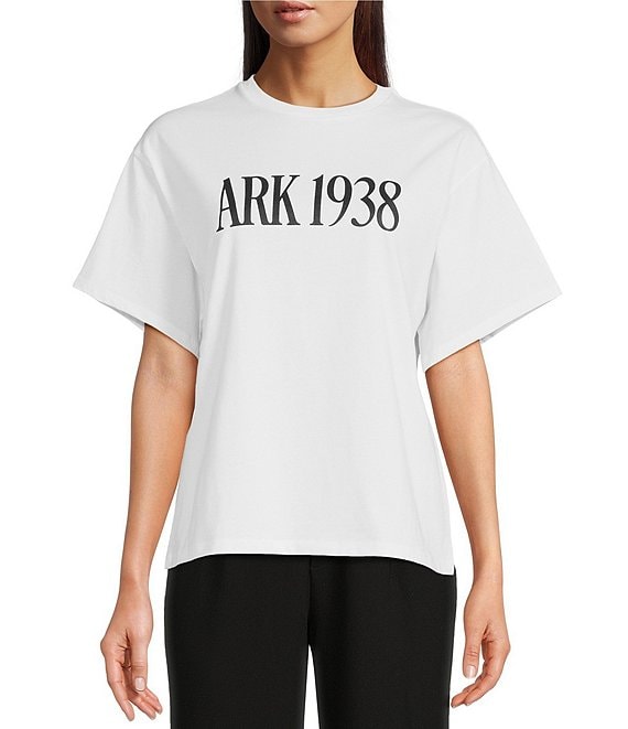 Le' AL.X Stretch Knit Crew Neck Short Sleeve Ark 1938 Graphic Tee - M