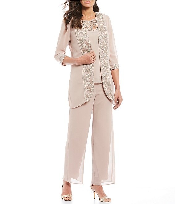 Buy Women Plus-Size Three-Piece Beaded Neck Duster Pant Set