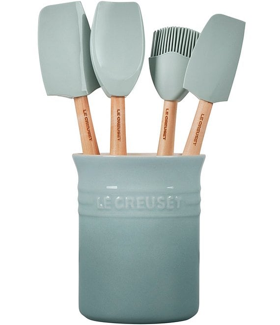 Le Creuset 5-Piece White Kitchen Utensils with Holder Set +