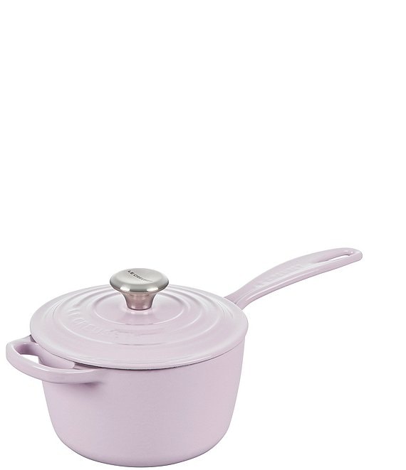 Color:Shallot - Image 1 - Signature 1.75-Quart Enameled Cast Iron Saucepan with Stainless Steel Knob