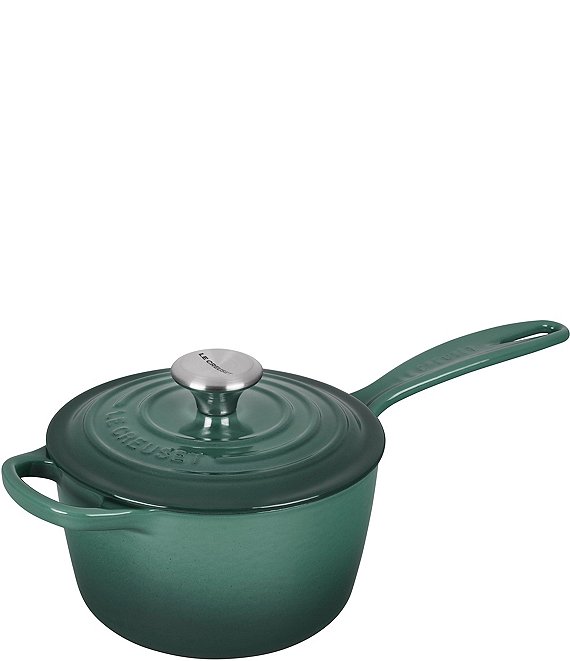 Color:Artichaut - Image 1 - Signature 1.75-Quart Enameled Cast Iron Saucepan with Stainless Steel Knob