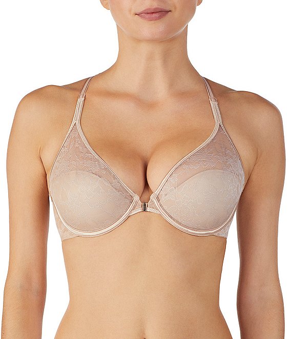 Color:Natural - Image 1 - Lace Perfection Full-Busted Contour Underwire Convertible Toed-In Back Bra