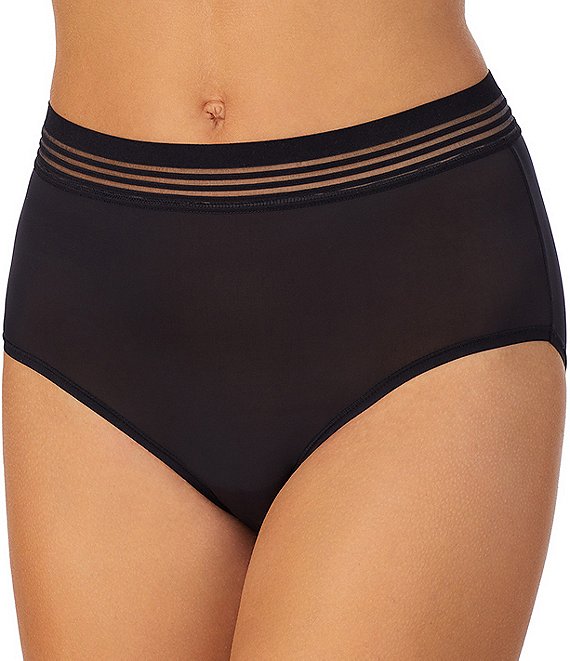 Color:Black - Image 1 - Second Skin Stripe Elastic Brief Panty