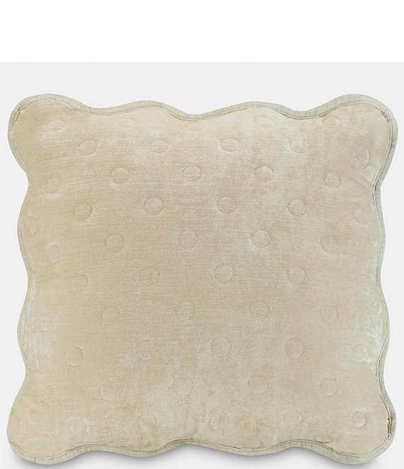 Color:Cream - Image 1 - Scalloped Velvet and Lined Decorative Pillow