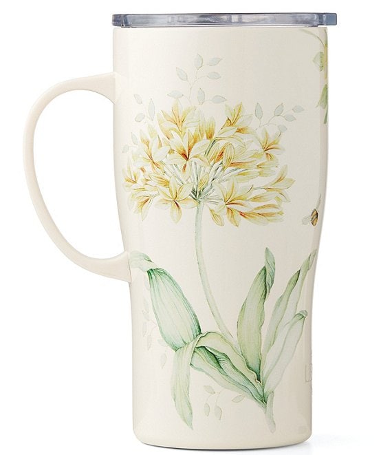 Lenox Butterfly Meadow Yellow Flowers Stainless Steel Car Coffee Mug