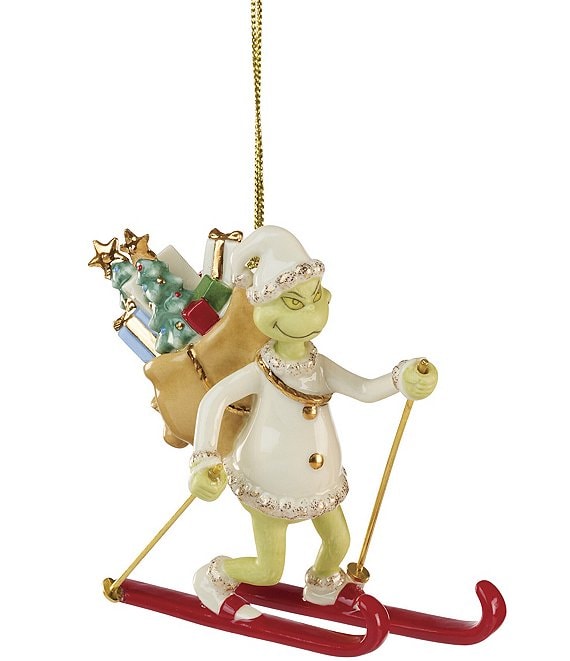 Lenox Grinch On Skis Porcelain Ornament
