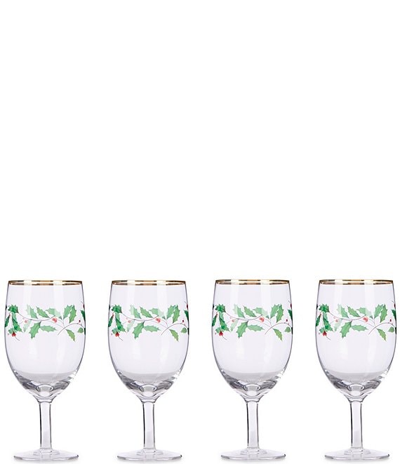 Color:Multi - Image 1 - Holiday Holly 4-Piece Iced Beverage Glass Set
