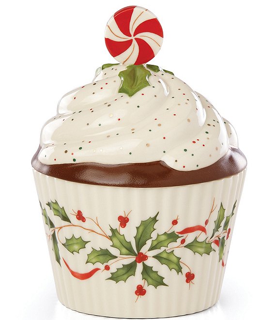Lenox Holiday Cupcake Covered Candy Dish, Ivory - Image 1