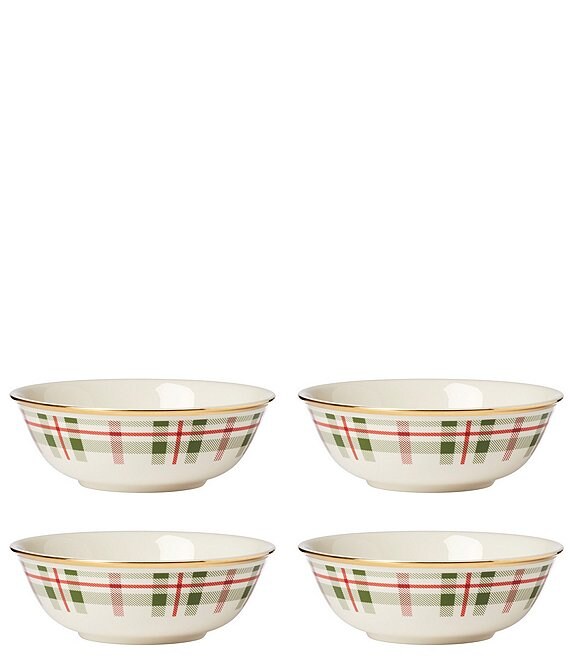 Lenox Holiday Tartan Plaid 24K Gold Accent All-Purpose Bowls, Set of 4 ...