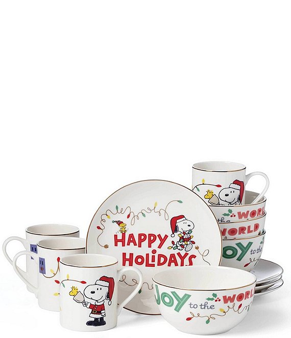 Lenox Snoopy Christmas 12-Piece Dinner Set