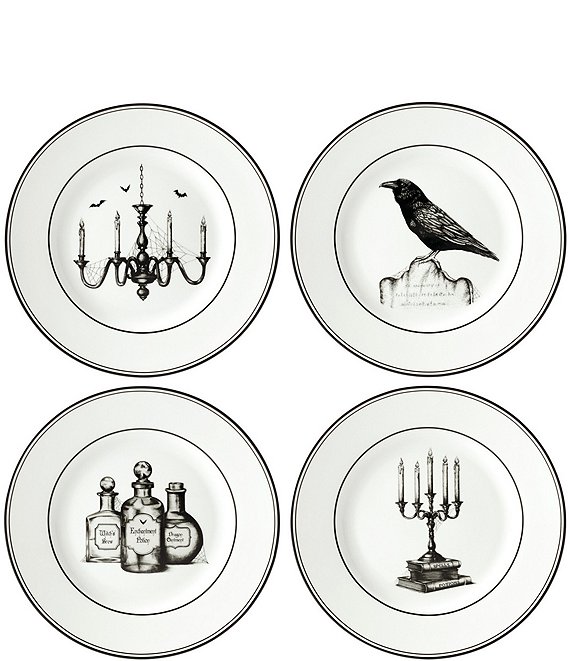 Lenox Vintage Halloween 4-Piece Dessert Plate Set, White - Image 1