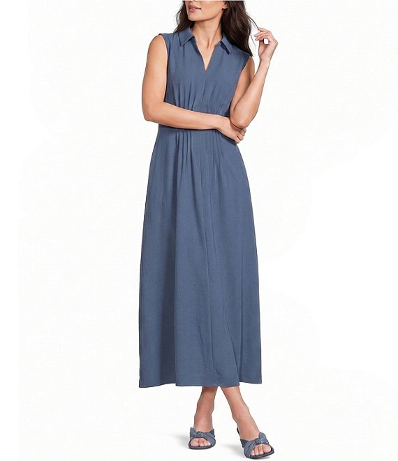 Leslie Fay Sleeveless Pleated Front Midi Dress