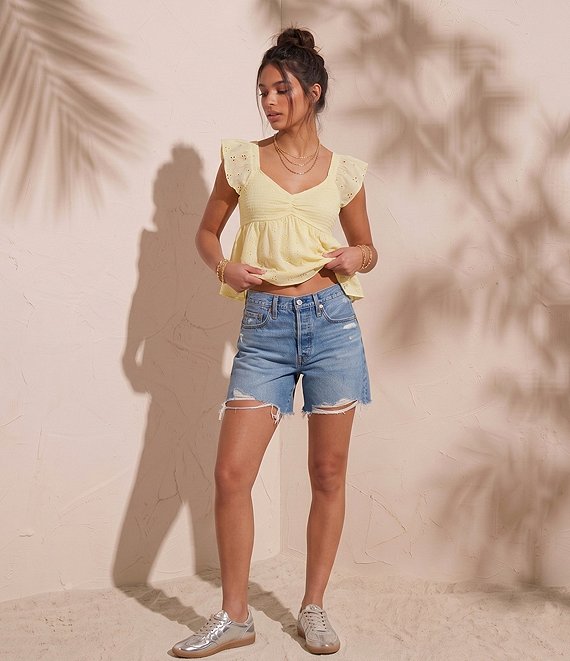 Levi's® 501® Original High Rise Mid Thigh Denim Shorts | Dillard's