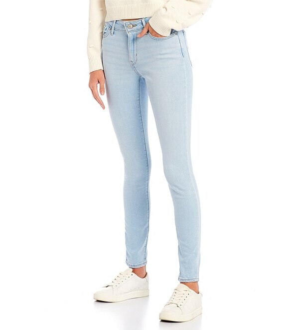Levi's® 711 Destructed Mid Rise Frayed Hem Skinny Jeans | Dillard's