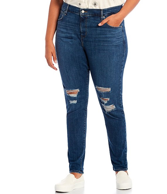 Levi's® 721 Plus Size High Rise Destruction Detail Skinny Jeans | Dillard's