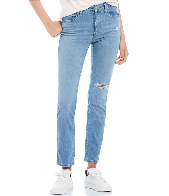 Levi's® 724 High Rise Distressed Skinny Straight Jeans | Dillard's