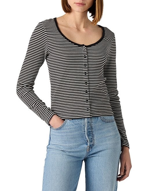 Levi's® Austen Long Sleeve Striped Button Front Top