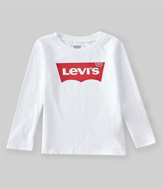 Color:White - Image 1 - Levi's® Baby 12-24 Months Long Sleeve Batwing Logo Graphic Jersey Tee