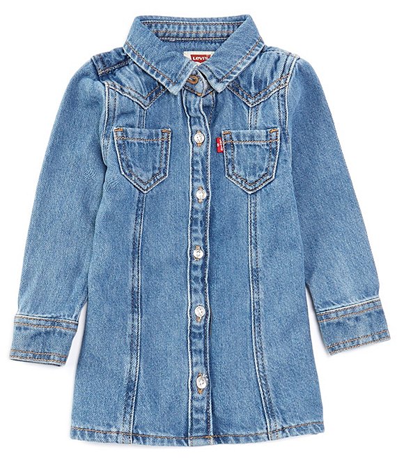 Levi s Baby Girls 12 24 Months Long Sleeve Denim Western Shirt Dress