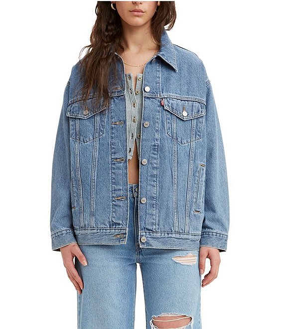 Buy Oversized Denim Jacket for Women Long Sleeve Classic Loose Jean Trucker  Jacket (S, Light Blue Washed) at Amazon.in
