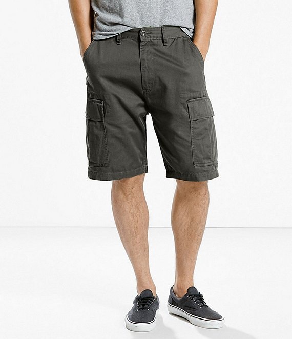 Color:Graphite Ripstop - Image 1 - Levi's® Big & Tall Twill Carrier 9 1/2#double; Inseam Cargo Shorts