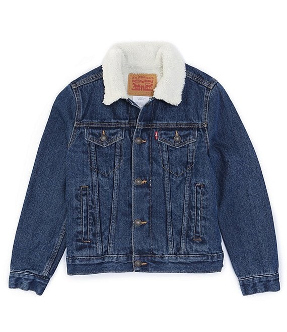 Levi's dad trucker jacket with fur lining in mid wash | ASOS