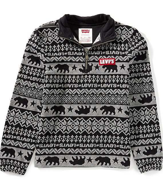 Levi's® Big Boys Long Sleeve Arctic Print Quarter Zip Pullover