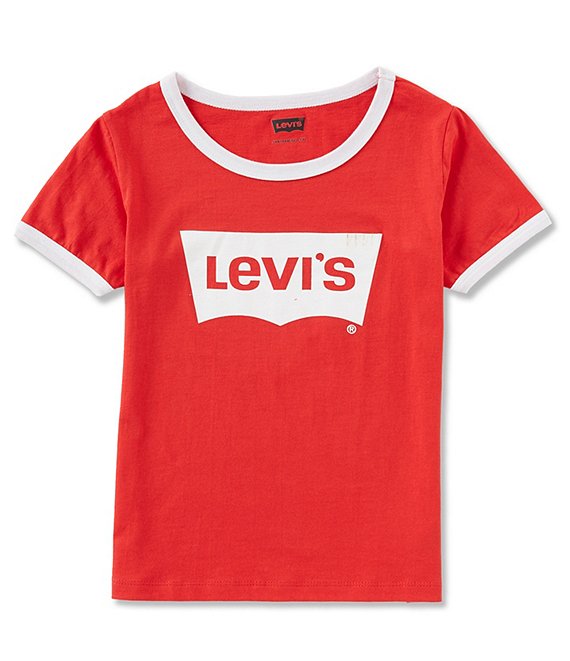 Color:Red - Image 1 - Levi's® Big Girls 7-16 Short-Sleeve Batwing Ringer Tee