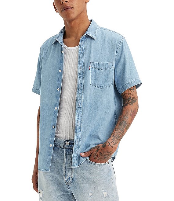 Levi s Classic Fit Short Sleeve Chambray Woven Shirt Dillard s