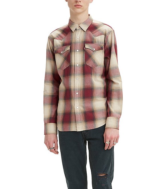 Color:Carter Port - Image 1 - Levi's® Classic Standard-Fit Plaid Woven Western Shirt