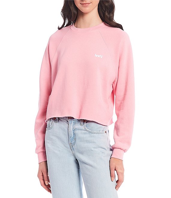 Color:Prism Pink - Image 1 - Levi's® Laundry Day Raglan Cropped Crew Neck Sweatshirt