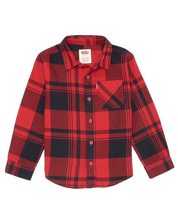 Color:Black - Image 1 - Levi's® Little Boys 2T-7 Long Sleeve Plaid Flannel Shirt