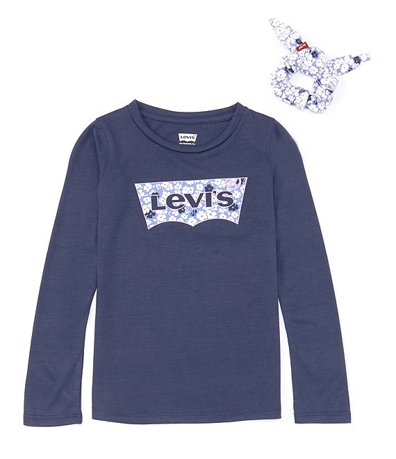 Levi's® Little Girls 2T-6X Long Sleeve Printed-Batwing Logo T-Shirt ...