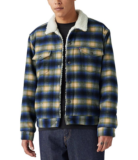 Levi's selling Classic Trucker Jacket Blue Plaid Size XXL