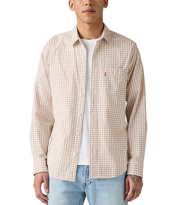 Levi's Levi's® Pocketed Long Sleeve Plaid Woven Shirt, White - Image 1
