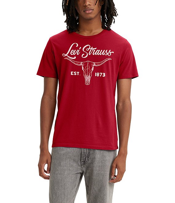 Color:Long Horn Rhythmic - Image 1 - Levi's® Short Sleeve Longhorn Head Graphic T-Shirt