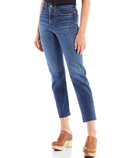 Introducir 67+ imagen levi’s wedgie high waist raw hem straight leg jeans