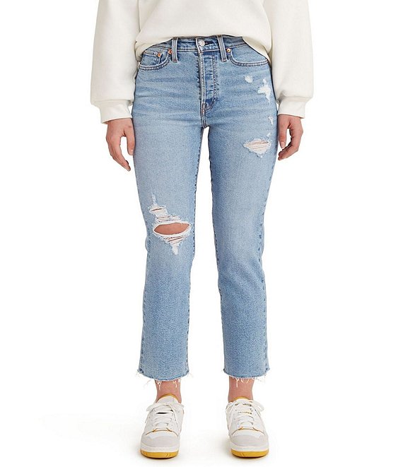 Levi's® Z282 Wedgie High Rise Distressed Straight Leg Crop Jeans