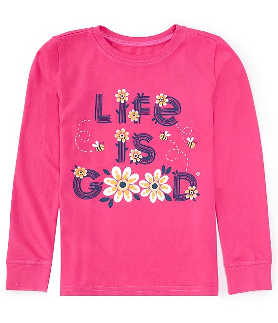 Life Is Good Big Girls 7-16 Long-Sleeve Daisy Bees Graphic Print T