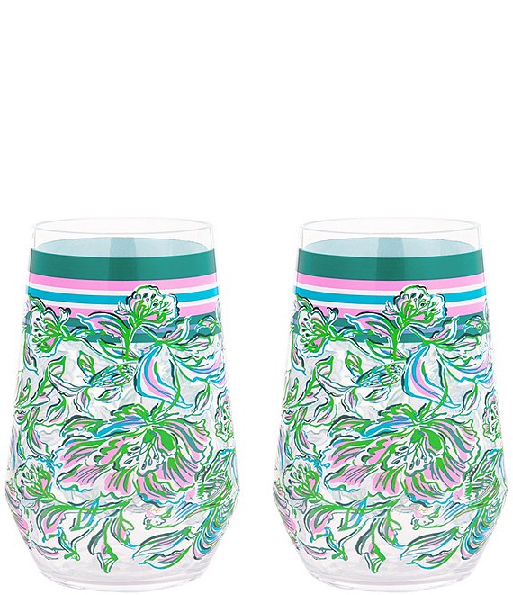 Lilly Pulitzer Chick Magnet Acrylic Wine Glass Set