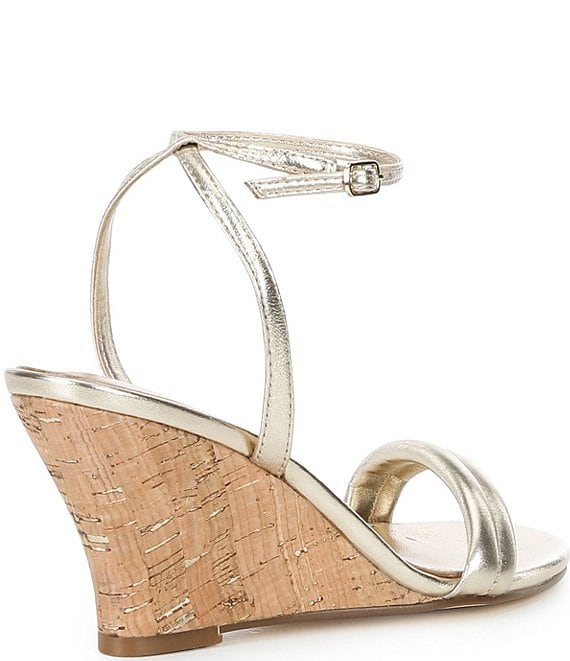 lilly✳︎ Lilly Pulitzer Junie Leather Ankle Strap Cork Wedge Sandals